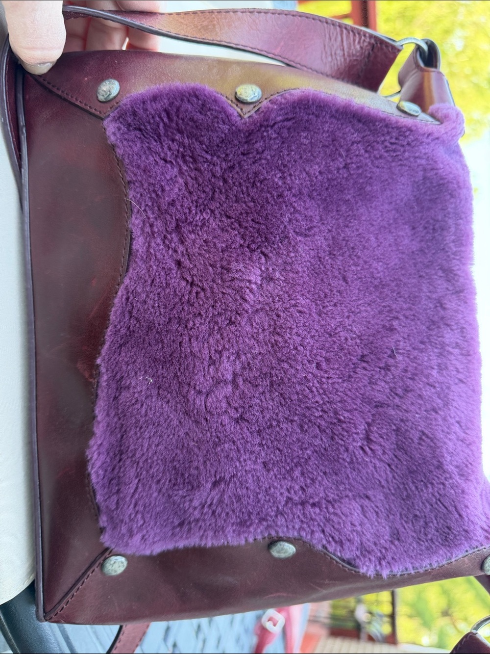 John Fluevog “Susan” Floral Shearling Sling Bag - Picture 3 of 6